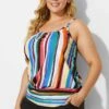 Fashionable Technicolor Draped Blouson Tankini Top -Meetcurve Shop b detan011001t 2