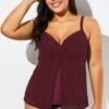 Wine Flyaway Flowy Twist Front Tankini Top -Meetcurve Shop b detan030002 11