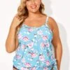 Floral Printed Self-tie Halter Straps Tankini Top -Meetcurve Shop b detan053002 1