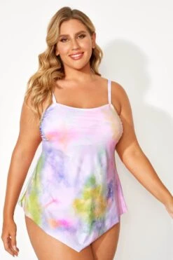 Rhythm Scarf Bandeau Tie Dye Tankini Top -Meetcurve Shop b detan060001 1