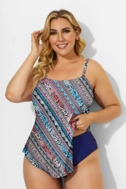 Multicolor Scarf Bandeau Vintage Women Tankini Top -Meetcurve Shop b detan060002 22