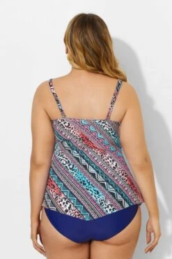Multicolor Scarf Bandeau Vintage Women Tankini Top -Meetcurve Shop b detan060002 33