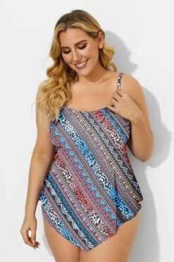 Multicolor Scarf Bandeau Vintage Women Tankini Top -Meetcurve Shop b detan060002 44
