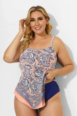 Printed Scarf Bandeau Tankini Top For Lady -Meetcurve Shop b detan060003 22
