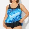 Plus Size Sea Pattern Scoop Neck Tankini Top -Meetcurve Shop b detan063006 1