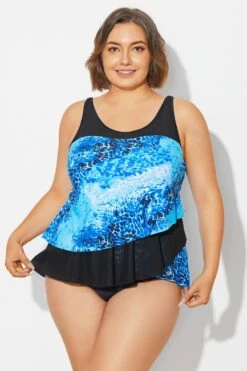 Plus Size Sea Pattern Scoop Neck Tankini Top 10 Plus Size Sea Pattern Scoop Neck Tankini Top -Meetcurve Shop b detan063006 3