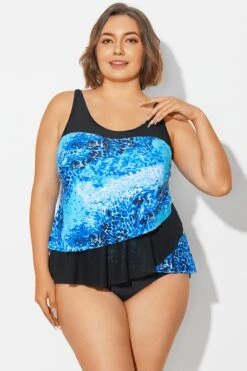 Plus Size Sea Pattern Scoop Neck Tankini Top 11 Plus Size Sea Pattern Scoop Neck Tankini Top -Meetcurve Shop b detan063006 4