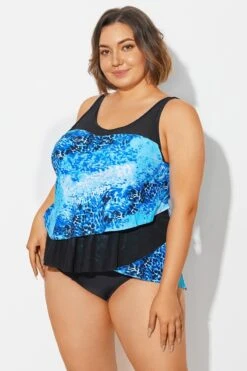 Plus Size Sea Pattern Scoop Neck Tankini Top 13 Plus Size Sea Pattern Scoop Neck Tankini Top -Meetcurve Shop b detan063006 6