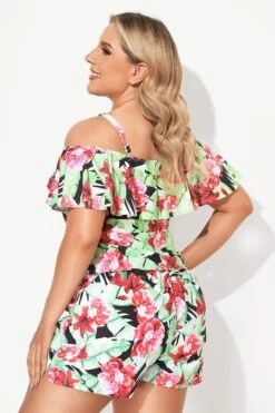 Floral Printed Off The Shoulder Women Tankini Set -Meetcurve Shop b detan086001 3