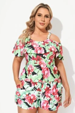 Floral Printed Off The Shoulder Women Tankini Set -Meetcurve Shop b detan086001 4