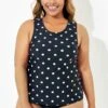 Black Fashionable Polka Dot Coverage Tankini Top -Meetcurve Shop b detan125001 1