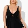Black Sexy Tie Front Underwire Tankini Top -Meetcurve Shop b detan132001 1