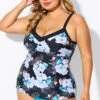 Floral Print Underwire A-line Women Tankini Top 2 Floral Print Underwire A-line Women Tankini Top -Meetcurve Shop b detan142002 1 1