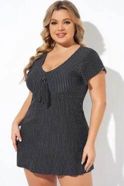 Textured Dot Flutter-Sleeve Cap Sleeves Tankini Top -Meetcurve Shop b detan166001 4