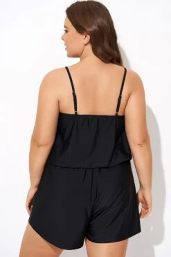 Black High Neck Fashion Tankini Top -Meetcurve Shop b detan171001 2