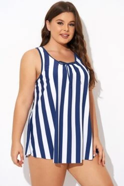 Striped Navy Blue Bowknot Women Tankini Top 13 Striped Navy Blue Bowknot Women Tankini Top -Meetcurve Shop b detan174001 6