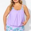 Plus Size Floral Print Light Purple Tankini Top 1 Plus Size Floral Print Light Purple Tankini Top -Meetcurve Shop b detan175001 1