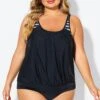 Black & White Striped Drawstring Side Tankini Top 1 Black & White Striped Drawstring Side Tankini Top -Meetcurve Shop b detan175002 1