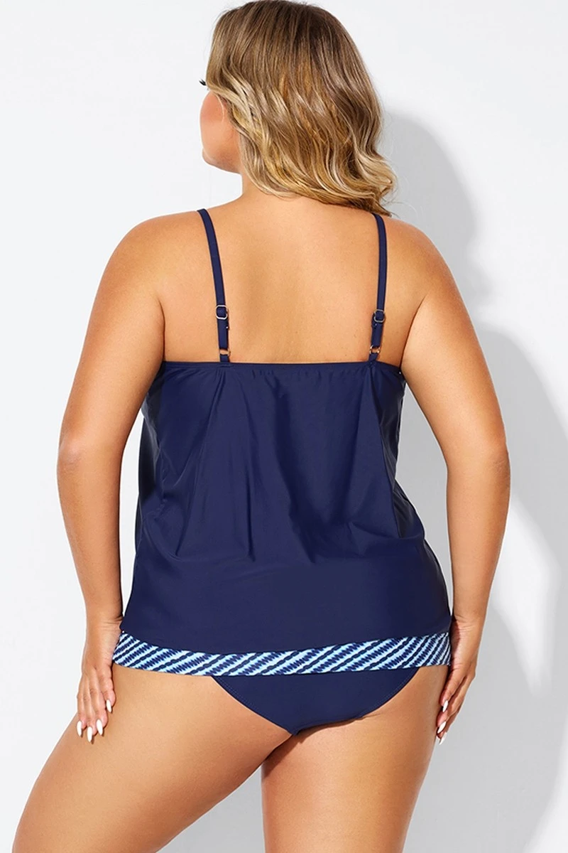 Navy High Neck Blouson Women Tankini Top 4 Navy High Neck Blouson Women Tankini Top - Image 2
