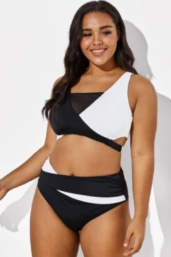 Colorblock Stylish Women Wrap Swimsuits Bikini Set -Meetcurve Shop b sfbk1911029 4
