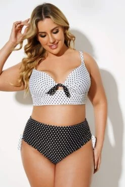 Meetcurve Shop 37 Black & White Dots Sexy Underwire Bikini Set