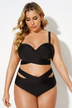 Black Wrap Adjustable Straps Underwire Bikini Set -Meetcurve Shop b sfbk2003024 3