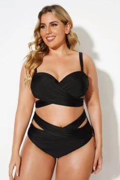 Black Wrap Adjustable Straps Underwire Bikini Set -Meetcurve Shop b sfbk2003024 4