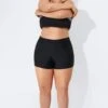 Black Solid Mid Waist Women Boy Short 2 Black Solid Mid Waist Women Boy Short -Meetcurve Shop b sfbt1911001 2