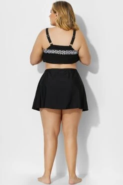 Black Lady Side Slit Skirt With Built-in Brief -Meetcurve Shop b sfbt1911004 4