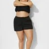 Black Solid Side Slits Women Cargo Short