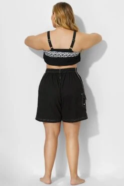 Solid Long Black Board Loose Short -Meetcurve Shop b sfbt1911009 4