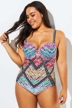 Technicolor Cut Out Underwire One Piece Swimsuit 12 Technicolor Cut Out Underwire One Piece Swimsuit -Meetcurve Shop b sfop1911014 1
