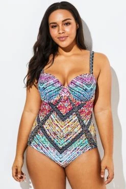 Technicolor Cut Out Underwire One Piece Swimsuit 10 Technicolor Cut Out Underwire One Piece Swimsuit -Meetcurve Shop b sfop1911014 3