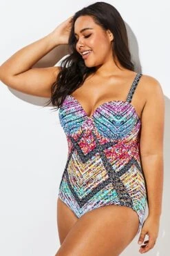 Technicolor Cut Out Underwire One Piece Swimsuit 11 Technicolor Cut Out Underwire One Piece Swimsuit -Meetcurve Shop b sfop1911014 4