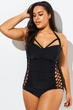 Black Cut Out Underwire Party One Piece Swimsuit 12 Black Cut Out Underwire Party One Piece Swimsuit -Meetcurve Shop b sfop1911021 1