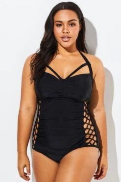 Black Cut Out Underwire Party One Piece Swimsuit 11 Black Cut Out Underwire Party One Piece Swimsuit -Meetcurve Shop b sfop1911021 6