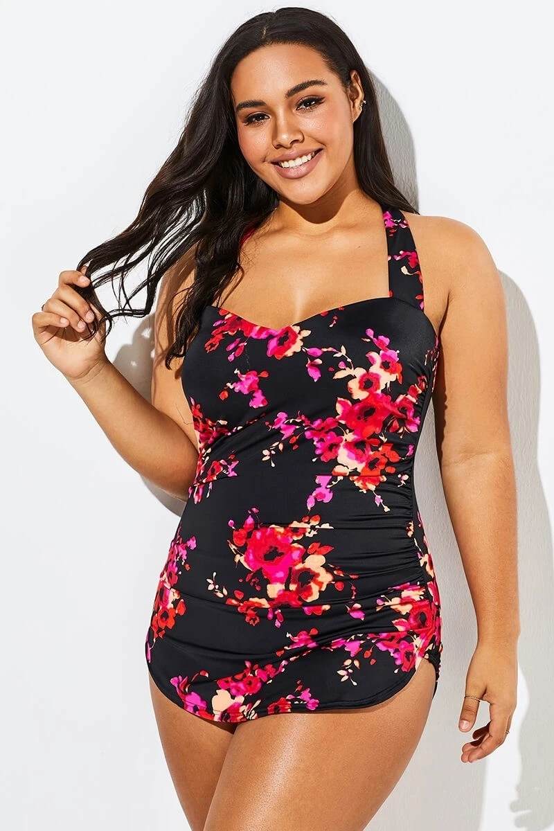 Poppies H-Back Sarong Front One Piece Swimsuit 3 Poppies H-Back Sarong Front One Piece Swimsuit