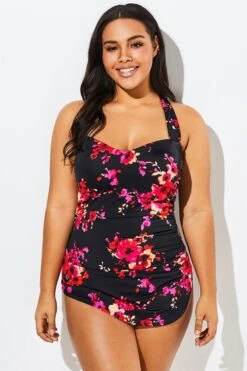 Poppies H-Back Sarong Front One Piece Swimsuit 11 Poppies H-Back Sarong Front One Piece Swimsuit -Meetcurve Shop b sfop1911023 3
