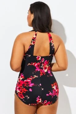 Poppies H-Back Sarong Front One Piece Swimsuit 13 Poppies H-Back Sarong Front One Piece Swimsuit -Meetcurve Shop b sfop1911023 5