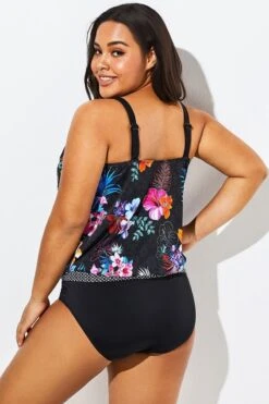 Hawaiian Printed Blouson One Piece Swimsuit -Meetcurve Shop b sfop1911039 5