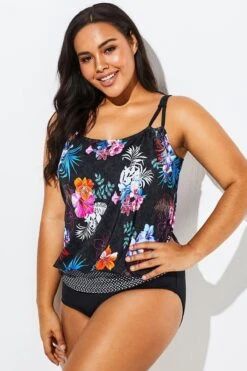 Hawaiian Printed Blouson One Piece Swimsuit -Meetcurve Shop b sfop1911039 6