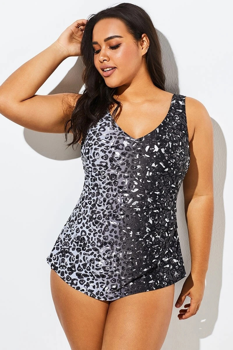 Modern Sarong Front V-Neck One Piece Swimsuit 5 Modern Sarong Front V-Neck One Piece Swimsuit - Image 3
