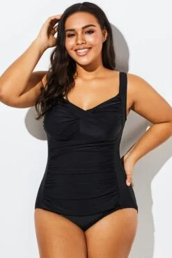 Black Twist Front Push Up One Piece Swimsuit -Meetcurve Shop b sfop1911075 3