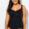 Black Twist Front Push Up One Piece Swimsuit -Meetcurve Shop b sfop1911075 4