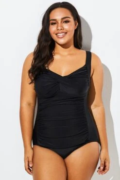 Black Twist Front Push Up One Piece Swimsuit -Meetcurve Shop b sfop1911075 6