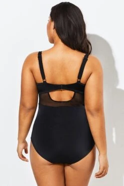 Black Cut Out Mesh Underwire One Piece Swimsuit -Meetcurve Shop b sfop1911127 2
