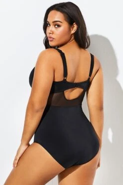 Black Cut Out Mesh Underwire One Piece Swimsuit -Meetcurve Shop b sfop1911127 5