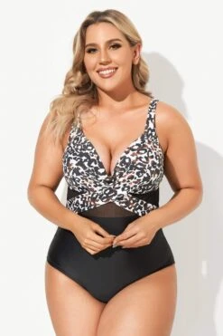 Leopard Cut Out Mesh One Piece Swimsuit -Meetcurve Shop b sfop2003053 4