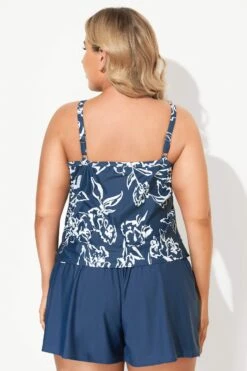 Flower Print Tummy Control One Piece Swimsuit -Meetcurve Shop b sfop2003070 3