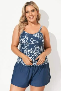 Flower Print Tummy Control One Piece Swimsuit -Meetcurve Shop b sfop2003070 4